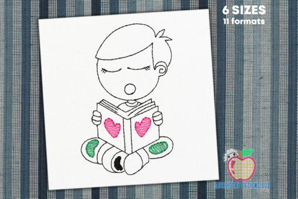 Boy Reading Love Book Quick Stitch Design Evaluation