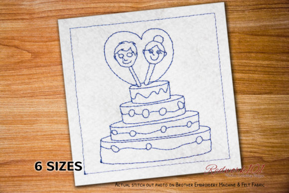 Cute Couple Face with Cake Redwork: A Designer's Review