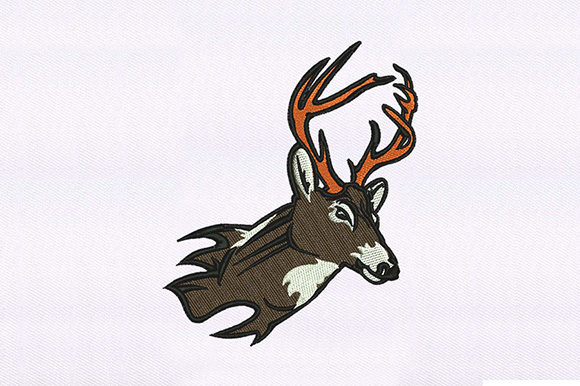Horned Deer Head Embroidery Design