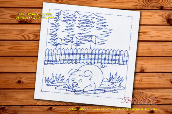 Sad Pig Lying on the Ground Redwork Review